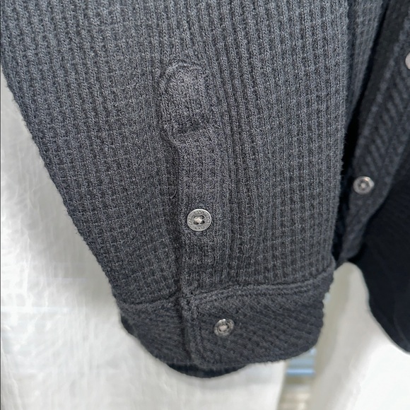 aerie XL Lumber Stone Washed True Black Waffle Knit Cotton Blend Oversized Shirt - Picture 12 of 14